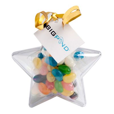 CC054A2 Jelly Beans (Mixed or Corporate Colours) Filled Branded Stars With Tag Attached - 50g