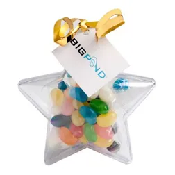 Mini Jelly Beans in Reusable Acrylic Star Container with Full Colour Tag