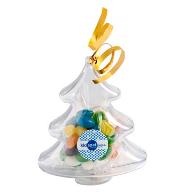 CC055A1 Jelly Bean (Mixed or Corporate Colours) Filled Promotional Trees With Sticker - 50g