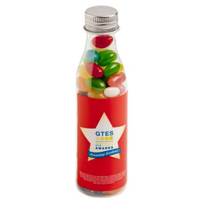 CC057A Jelly Bean (Mixed Or Corporate Colours) Filled Branded Soft Drink Bottles - 100g