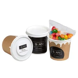 CC064A1 Mini Jelly Bean Filled Logo Coffee Cups With Moon Or Lid Sticker - 50g
