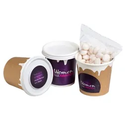 Mint Filled Takeaway Coffee Cup with Custom Sticker Branding