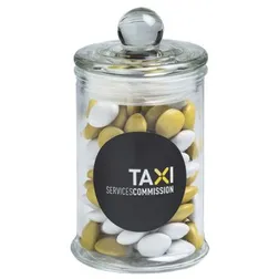 CC067C2 Small Smarties Look-Alike (Mixed Colours) Filled Glass Custom Jars - 115g