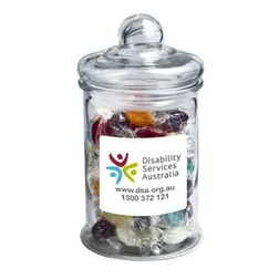 CC068B2 Individually Wrapped Boiled Lolly Filled Glass Custom Jars - 700G