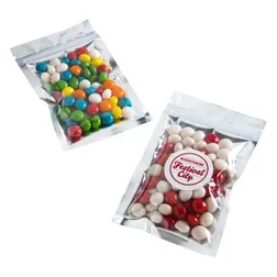 CC071E Skittles Look-Alikes Filled Silver Zip-Lock Promo Lolly Bags - 50g