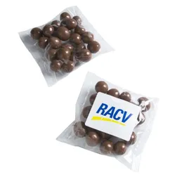 CC072B Chocolate Coated Coffee Bean Filled Logo Lolly Bags - 50g