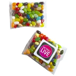 CC075C2 Jelly Belly Bean (Mixed Colours) Filled Promo Lolly Bags - 100g