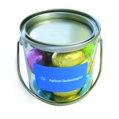 Clear Acrylic Buckets Filled With Mini Easter Eggs