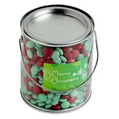 Christmas Chocolate Bean Filled Reusable Bucket with Full Colour Branding