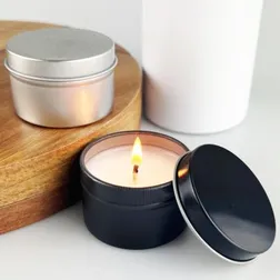 Tin Candle With Soy Wax Vanilla Scent In Round Metal Container