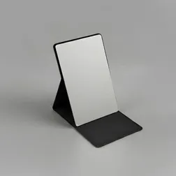 Ovela Stainless Steel Leather Case Pocket Mirror with Phone Stand