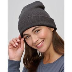 Roll Up Recycled Polyester Knit Beanie