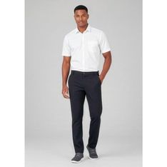 Mens Comfort Waist Flat Front Stretch Twill Dress Trousers