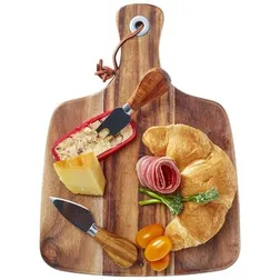 Acacia Wood Cheeseboard with Magnetic Knife Set