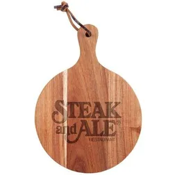 Glencoe Solo Acacia Wood Round Serving Board with Knife