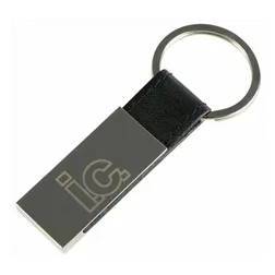 Hudson Rectangular Nickel Keyring with Leather Accent