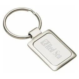 Rectangular Nickel Keyring with Epoxy Dome