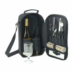 D572 2 Tone Material Trim Branded Wine Carriers Set