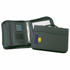 Conrad Zippered Three Ring Compendium with Business Card Organizer