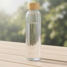 Whimsy 550ml Glass Water Bottle with Natural Wood Lid