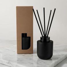 Jasmine Peach Reed Diffuser In Matte Black Glass Bottle