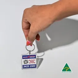 Clear Acrylic Square Keychain with Insert Branding