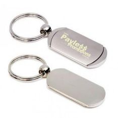 Rounded Rectangle Alloy Keychain With Gift Box
