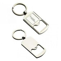Alloy Rectangular Bottle Opener Keyring with Dual Engraving Areas