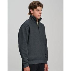 Half Zip Cotton Fleece Sweatshirt with Side Pockets
