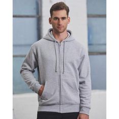Cotton Blend Full Zip Fleece Hoodie with Handwarmer Pockets