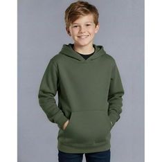 Kids Close Front Contrast Fleece Hoodie with Kangaroo Pocket