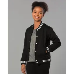Kids Fleece Varsity Jacket with Press Stud Closure