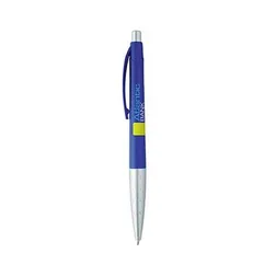 Flav White Barrel Retractable Ballpoint Pen with Metallic Accents