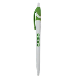 Electro Retractable Ballpoint Pen White Barrel Vibrant Colour Accents