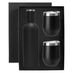 Shiraz Vacuum Insulated Stainless Steel Wine Bottle and Coffee Cup Gift Set