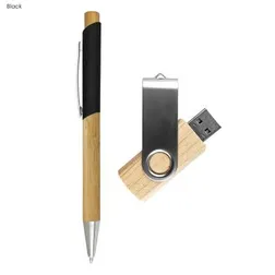 Marki Gift Set Metal Pen and Bamboo 16GB USB in Black Box