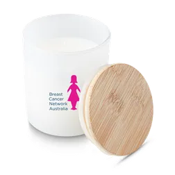 Relax Candle Sustainable Soy Wax Frosted Glass Bamboo Lid