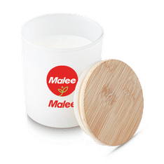 Relax Small Vanilla Scented Frosted Glass Candle with Bamboo Lid