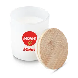 Relax Small Vanilla Scented Frosted Glass Candle with Bamboo Lid