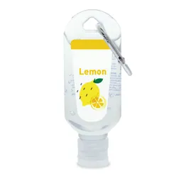 60mL Lemon Scented Hand Sanitiser with Carabiner Clip