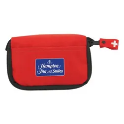 Compact Travel First Aid Kit Red Zippered Pouch