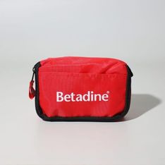 Compact Travel First Aid Kit Red Zippered Pouch