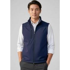 Mens Water Resistant Bonded Polyester Softshell Vest with Fleece Lining