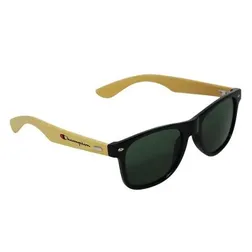 Bamboo Arm Sunglasses with Green Tinted Lenses