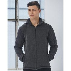 Mens Heather Bonded Coral Fleece Hooded Jacket