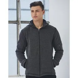 Mens Heather Bonded Coral Fleece Hooded Jacket
