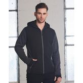 Mens Quilted Body Heather Sleeve Coral Fleece Zip Jacket