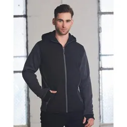 Mens Quilted Body Heather Sleeve Coral Fleece Zip Jacket