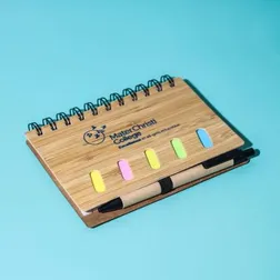 Bamboo Notebook with Pen Spiral Bound 60 Lined Pages
