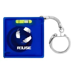 Compact Square Tape Measure With Bubble Level Keyring